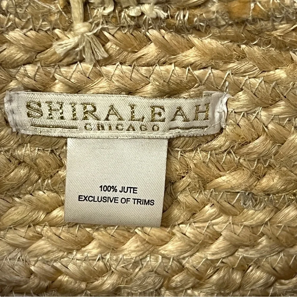 SHIRALEAH Chicago 100% Jute Wood Handles Pearl Accent Dominica Mini Tote